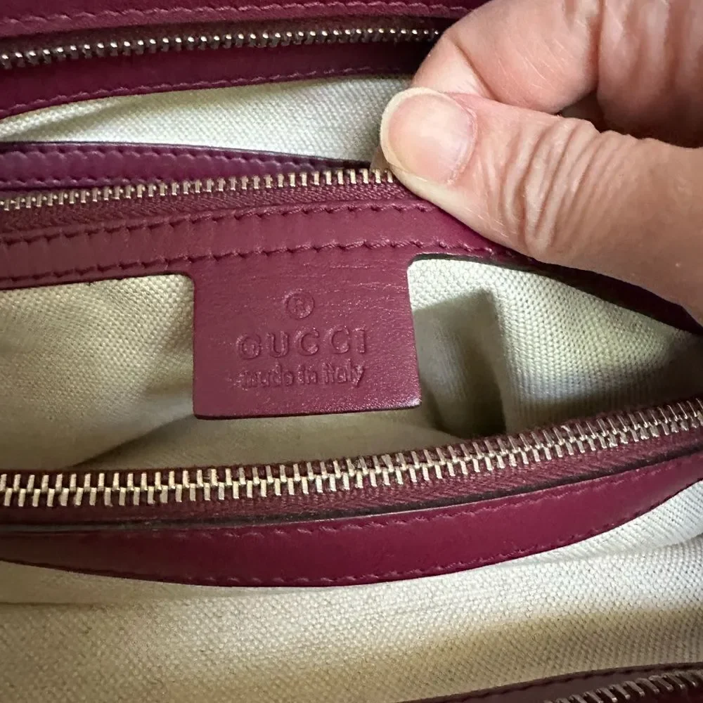 Gucci Mayfair burgundy leather Gg tote